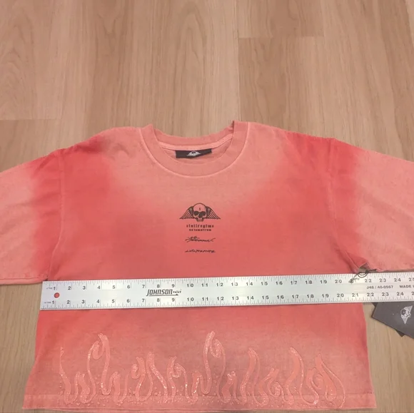 Civil Regime Cropped Distressed Flame Tee  No Tomorrow NWT Size Large - Picture 7 of 10